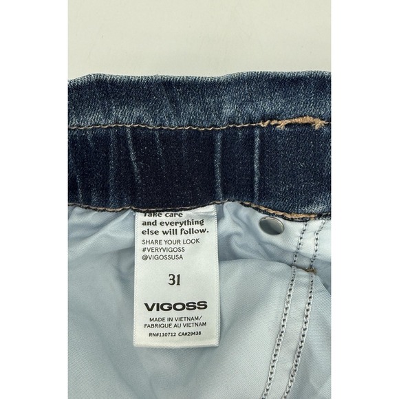New Vigoss Jeans Womens 31 Blue Janis Stretch Medium Wash Elastic Waist Zip Fly - Picture 13 of 13
